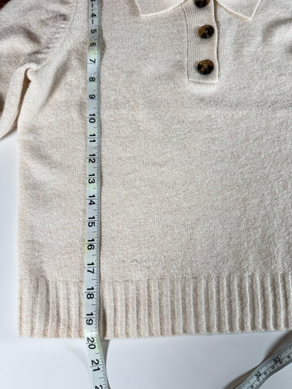 French Connection Cream Button-Front Collared  Top - Picture 5 of 7